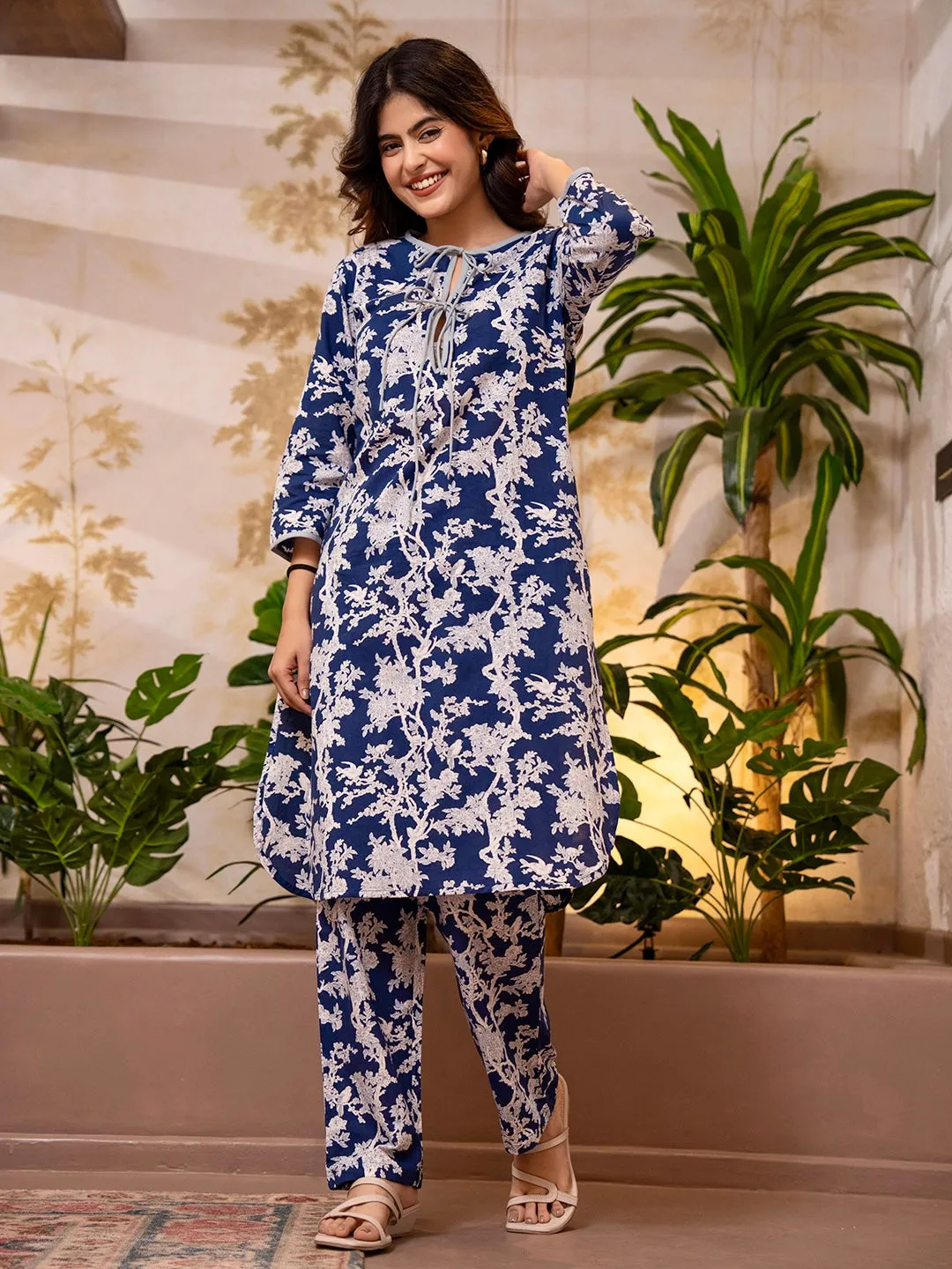 Tropical Indigo Petal Whisper Dori Tie Co-Ord Set